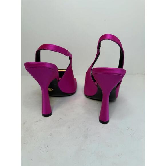 Versace Crystal Square Toe Slingback Heels Pink SZ 37 EU New No Box - Picture 5 of 7